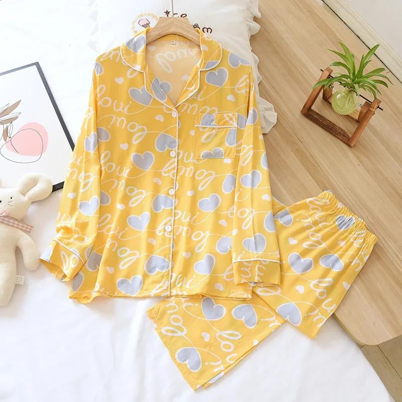 Pyjama satin jaune