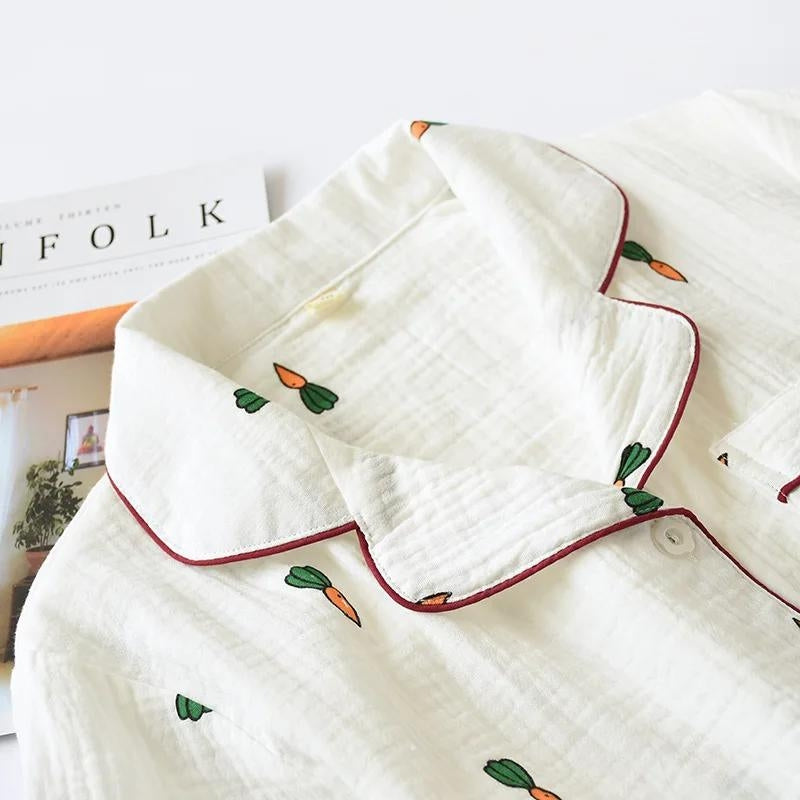 Pyjama short en matière coton de couleur blanche pour femme