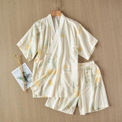 Pyjama short style kimono jaune