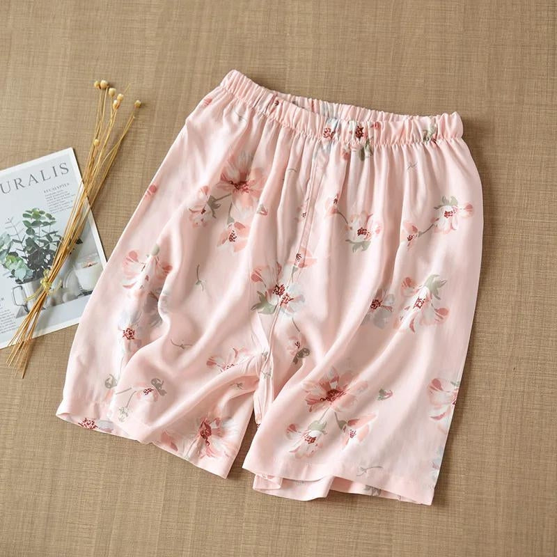 Ensemble pyjama short style kimono de couleur rose
