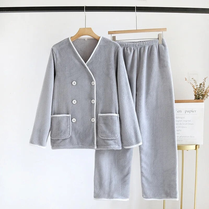 Pyjama velours femme bleu