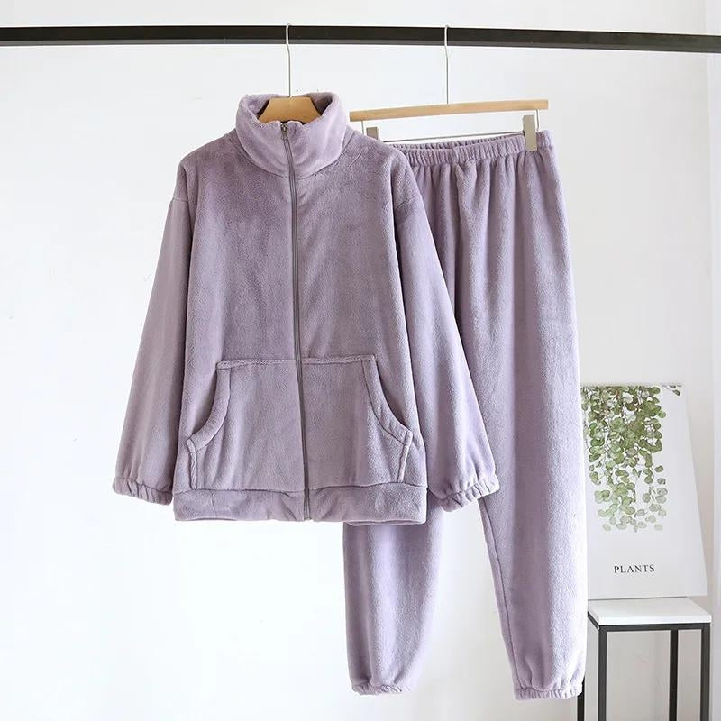 Pyjama velours femme violet