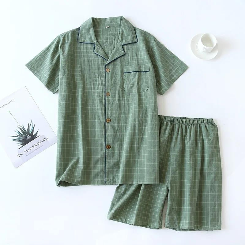 Short pyjama homme coton vert