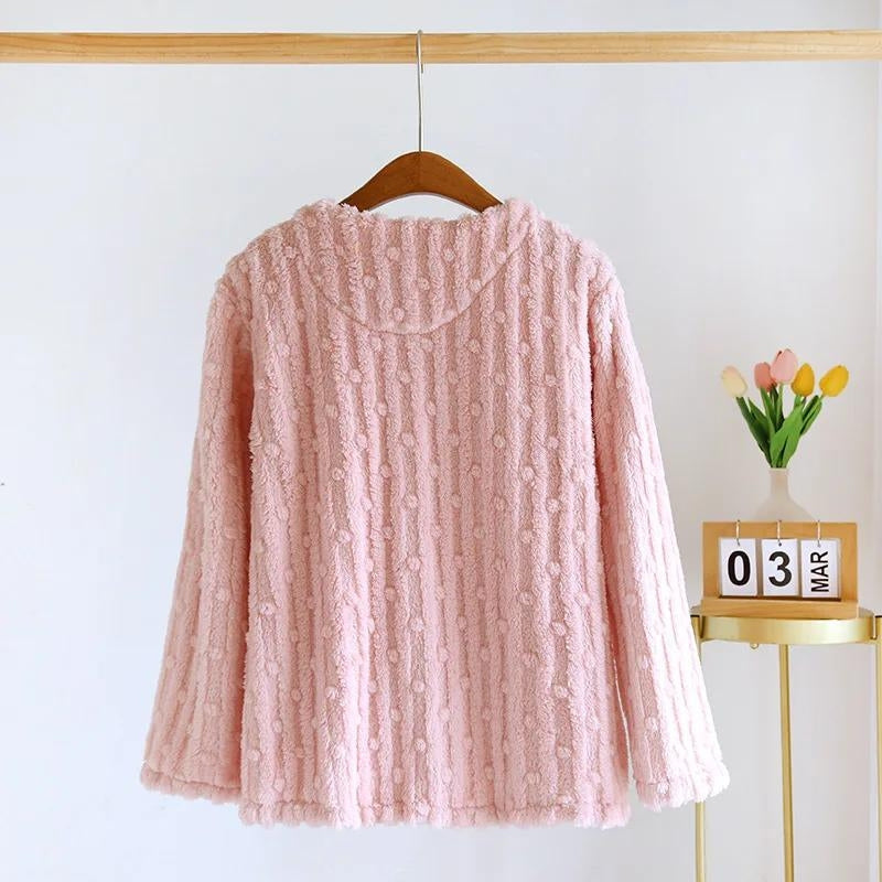 Veste de pyjama rose en matière polaire pour femme